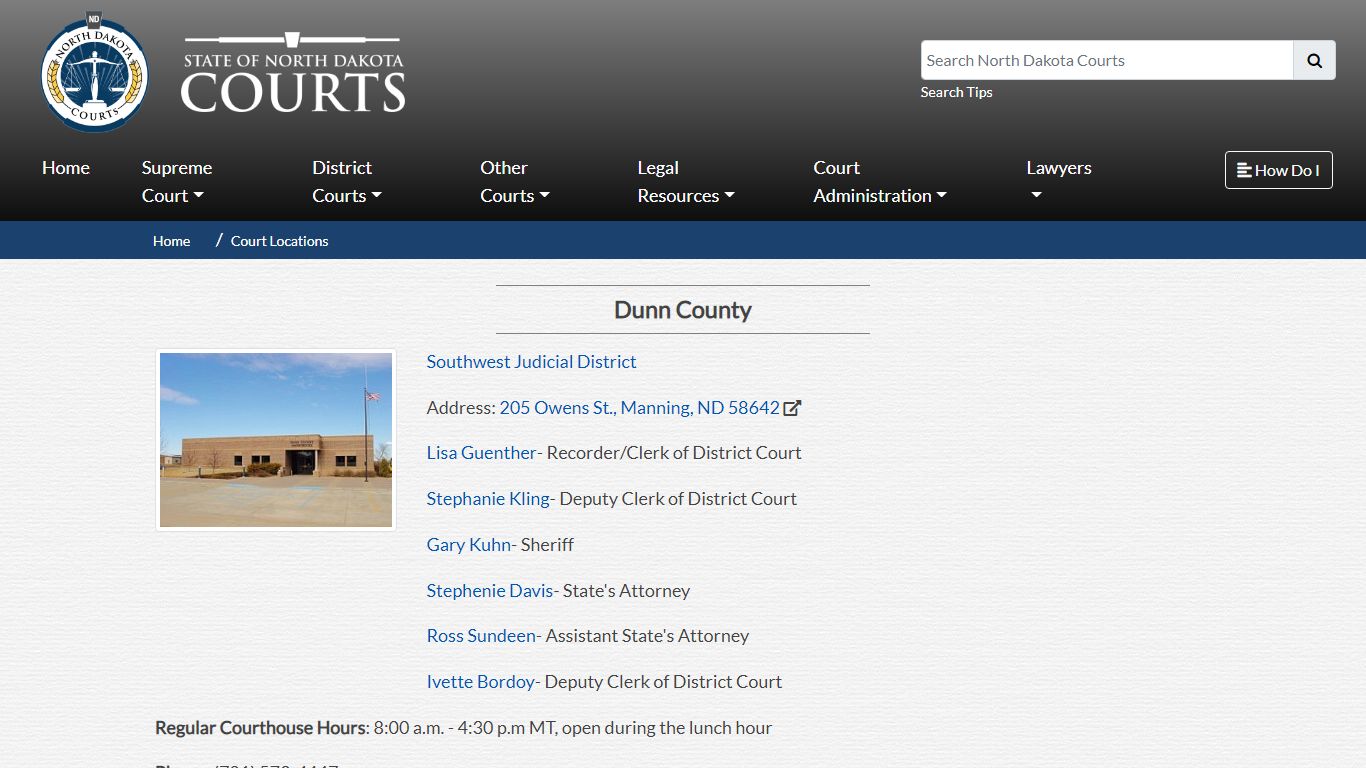 North Dakota Court System - Dunn County - North Dakota Supreme Court