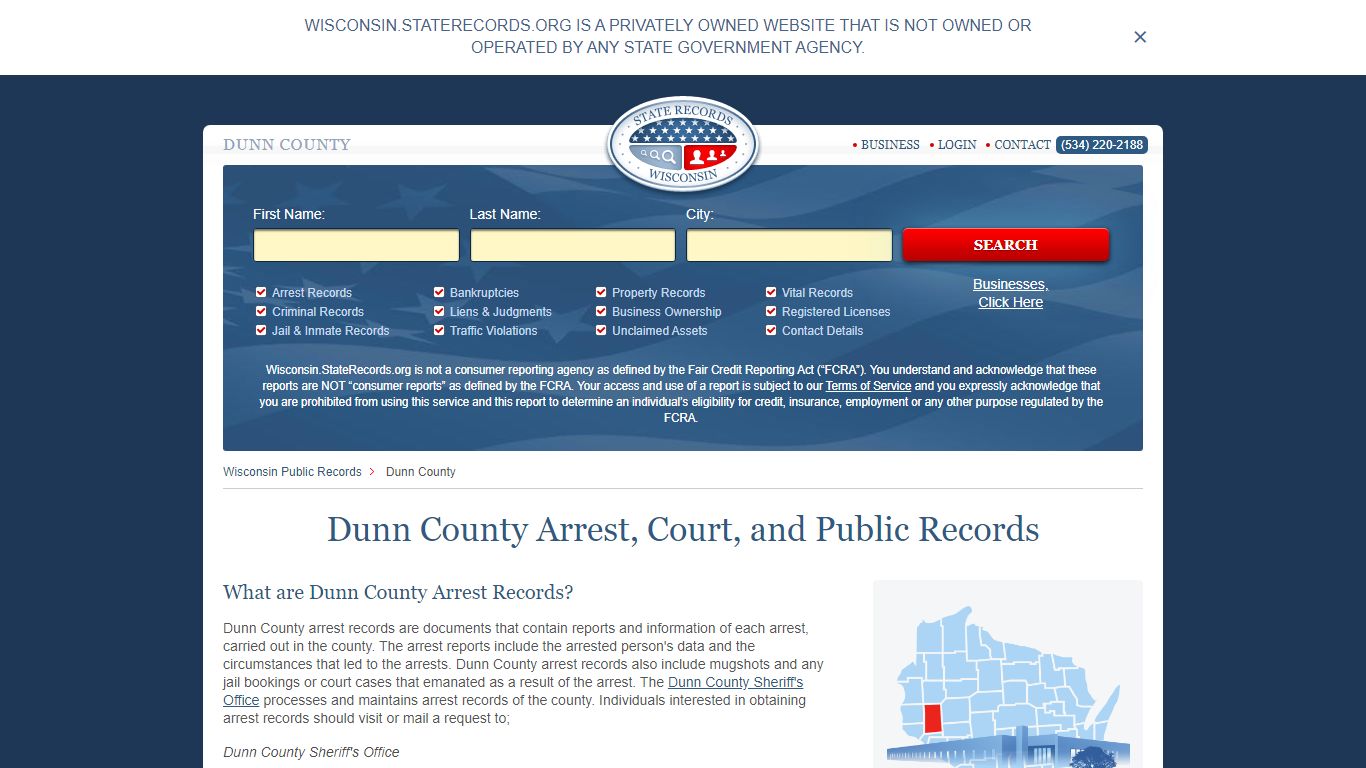 Dunn County Arrest, Court, and Public Records